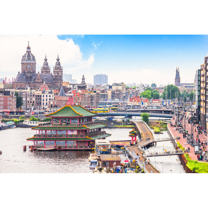 Burgue Aerial View Of Amsterdam - Wrapped Canvas Print, 81cm H x 122cm W x 3.8cm D