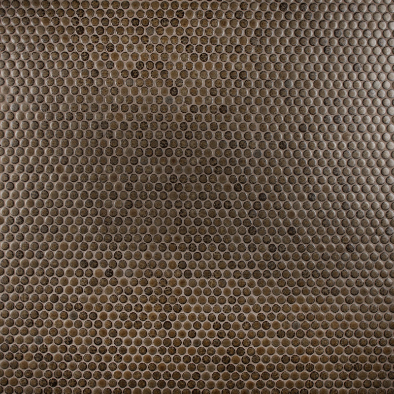Hudson Penny Round Brownstone 11-7/8" x 12-5/8" Porcelain Mosaic Tile