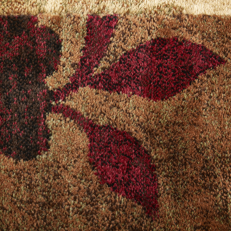 Tapis beige / brun / bourgogne à motif floral Rubith, Tapis de couloir de 2 pi 2 po x 6 pi