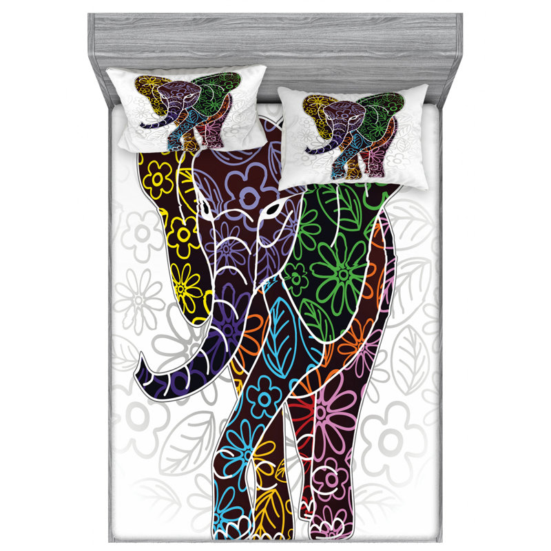Microfiber Floral Sheet Set, Queen Sheet Set with Fitted Sheet