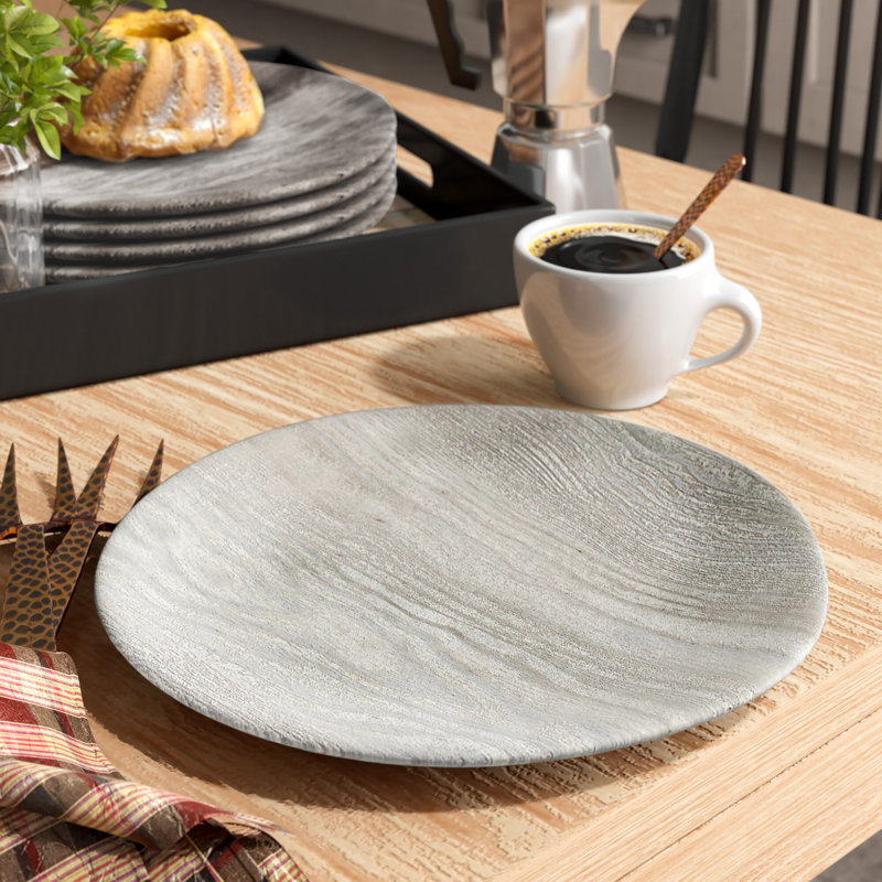Assiette plate en mélamine Heasley 10,5 po, Gris