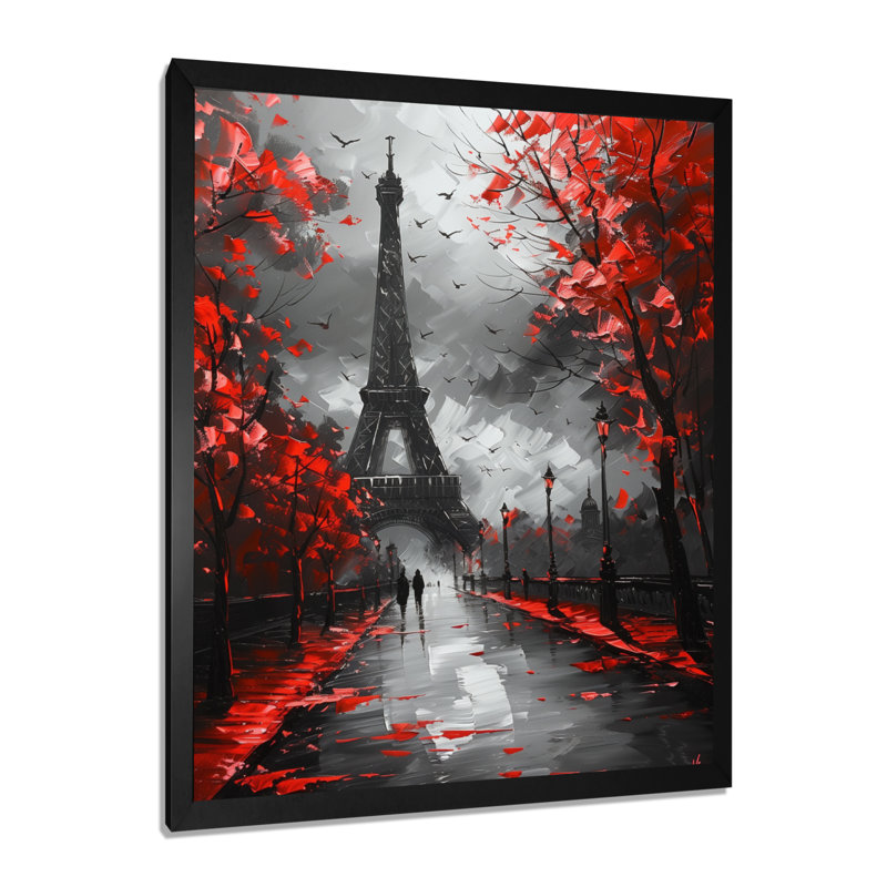 Décoration murale monochrome Tour Eiffel Paris II - City Paris, Cadre noir, H 12 po x l 20 po