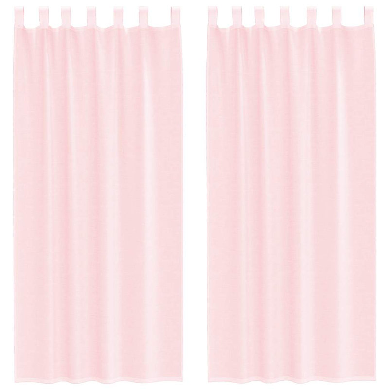 Semi Sheer Curtain Pair, Light Pink, 140cm Width x 245cm Drop