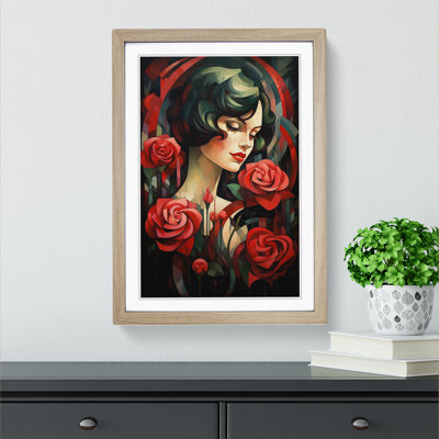 Rose Art Deco - Single Picture Frame Print on Wood