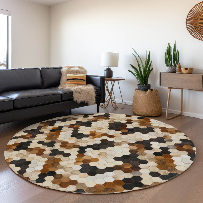 Premium Machine Washable Lewes AMF104 Multi Rug, Round 8'