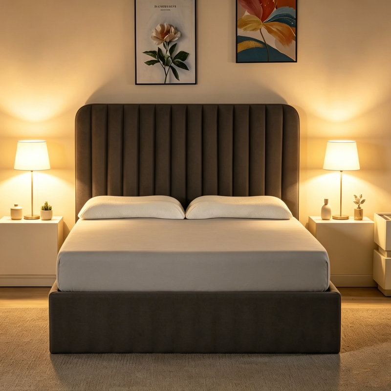 Upholstered Ottoman Storage Bed, Double (4'6), Grey