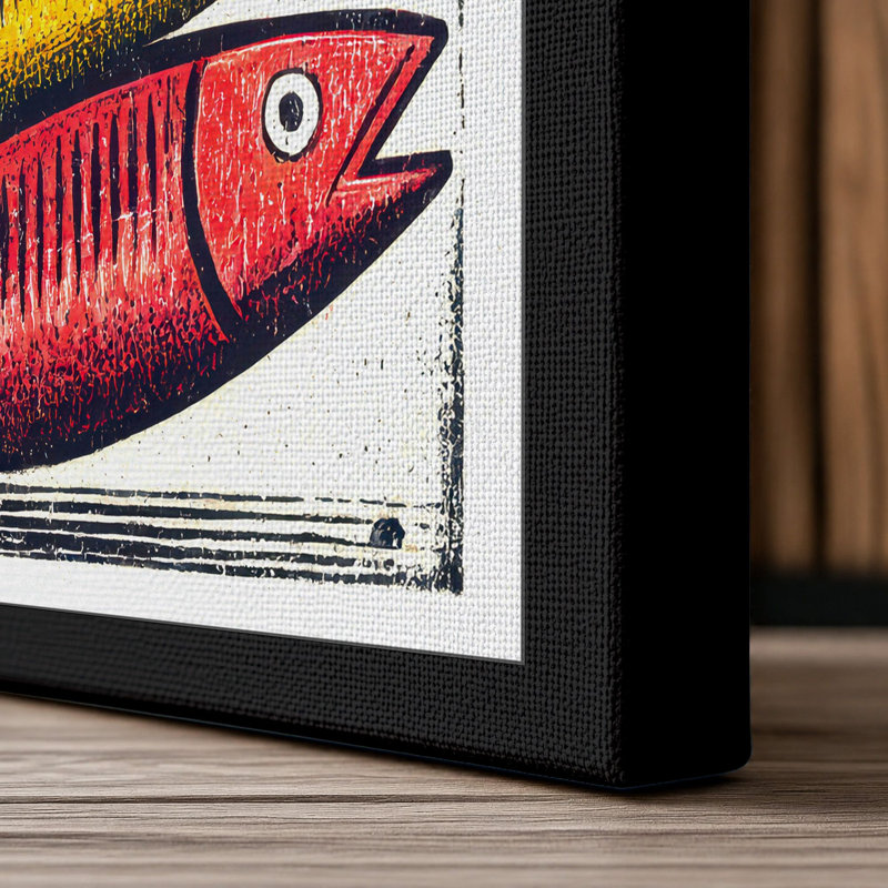 Stacked Fish Geometric - Print, 30x20 - 76.2 x 50.8 cm, Black Border