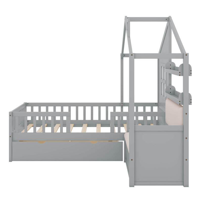 Lits simples avec tablettes Karlovy par Harper Orchard, gris