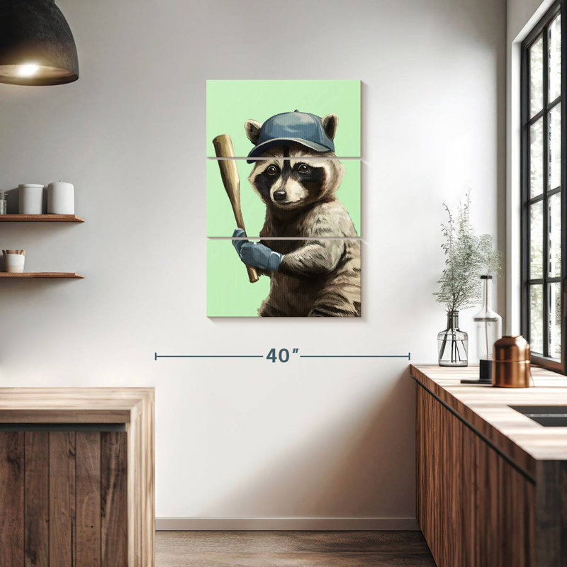 Ketti Sporty Racoon - Baseball, 38" H x 24" W