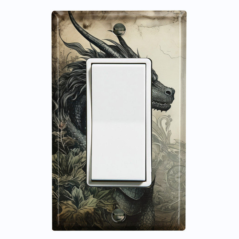 Couvercle de plaque d'interrupteur en métal; Fauteuil à bascule GFI - Dragon gothique US Standard