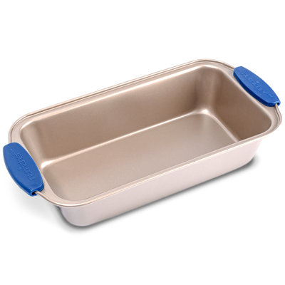 NutriChef Non-Stick Loaf Pan - Deluxe Nonstick Gold Coating Inside And Outside With Blue Silicone Handles, Compatible With Models: NCSBSG78, NCSBSG60, NCSBSG36