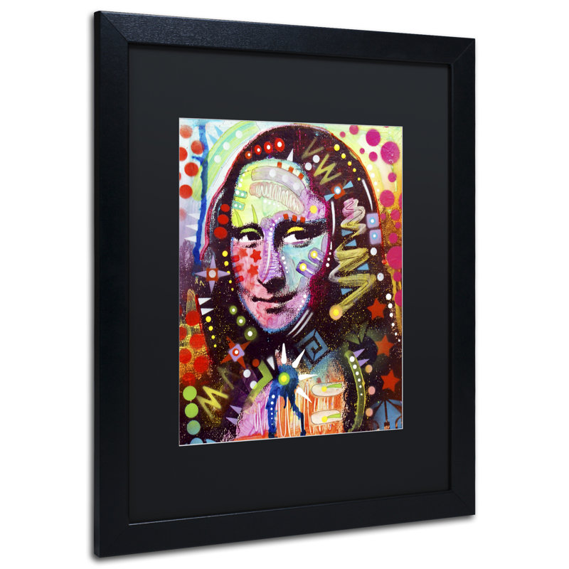 « mona lisa » sur toile encadrée, H 14 po x l 11 po x P 0,5 po, Noir