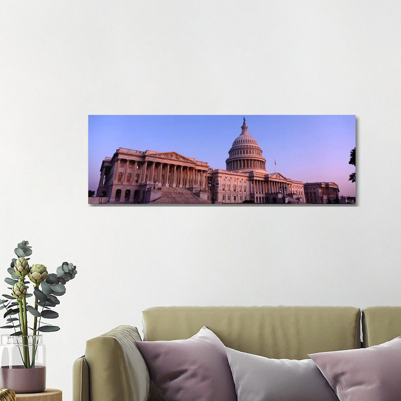 Low Angle View Of A Government Building, Capitol Building, Washington DC, USA - Wrapped Canvas Panoramic Print