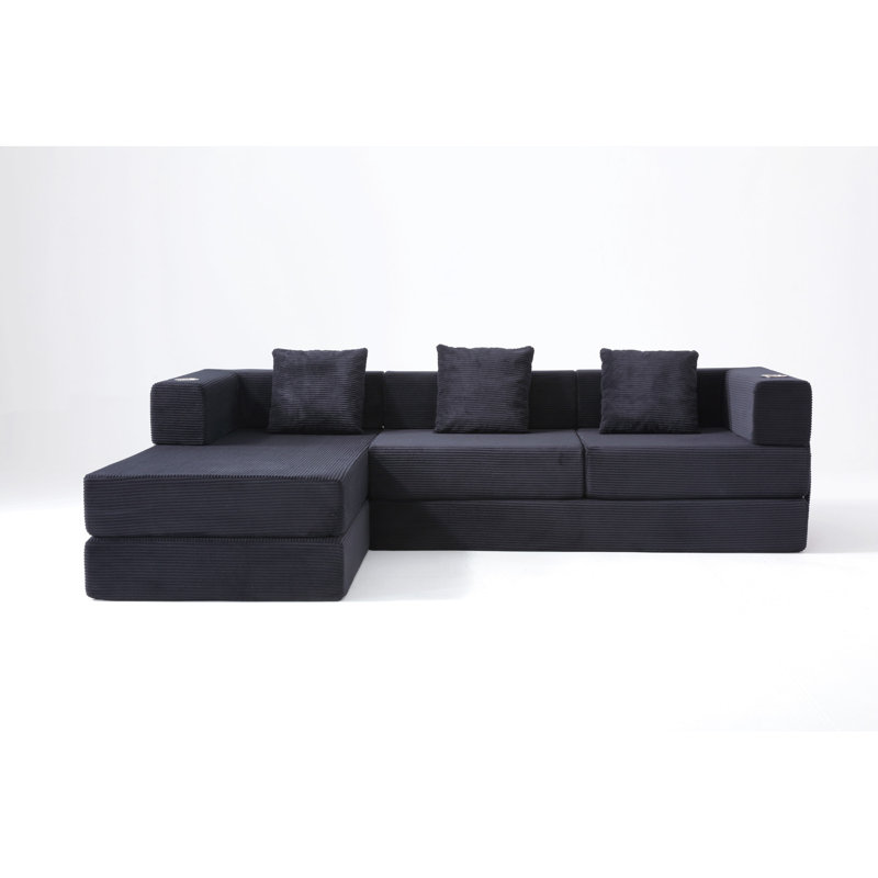 Canapé d'angle modulaire de 274 cm avec méridienne en L, canapé infonuagique sans os avec assise profonde