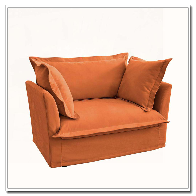 Fauteuil d'appoint en chenille avec 2 coussins décoratifs, Orange