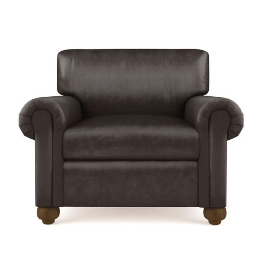 Leroy Leather Armchair, 36" H x 41" W x 49" D, Weathered, Plush Velvet Blush