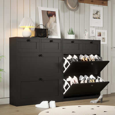 Armoire de rangement pour chaussures 12 paires avec 2 tiroirs