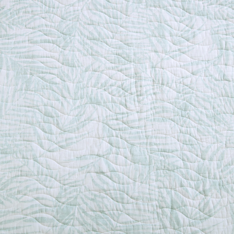 Tommy Bahama Palmday Cotton Reversible Quilt Set, Twin Quilt + 1 Standard Sham, Light Green