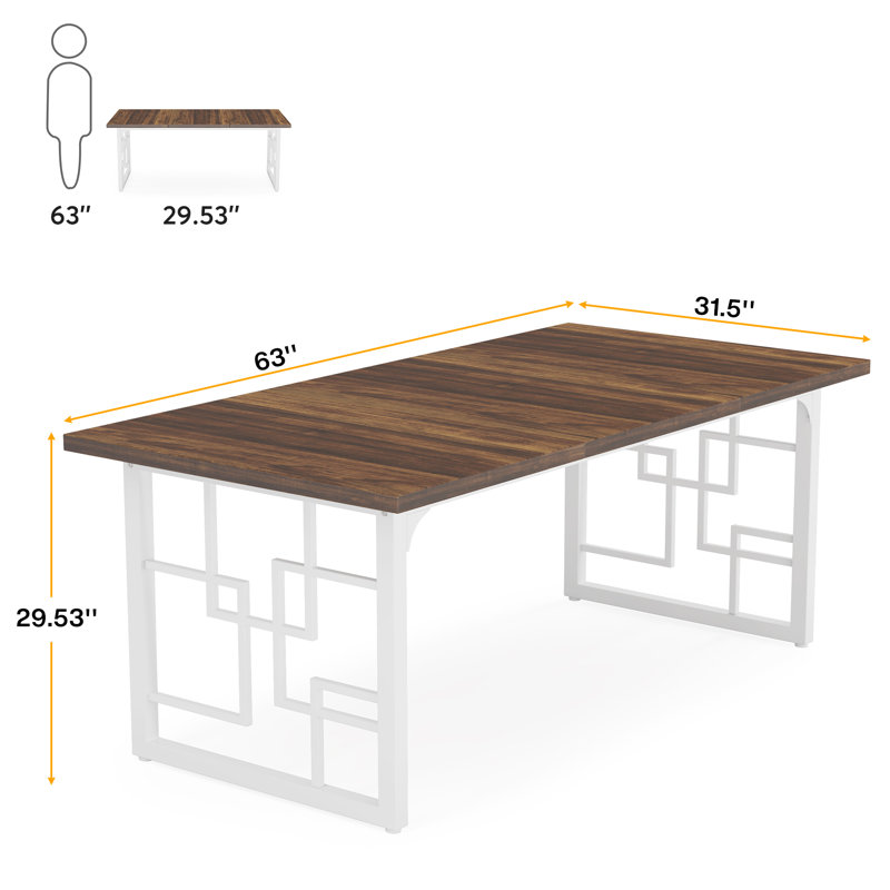 Rectangular 160Cm L x 80Cm W Dining Table, White, Brown