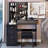 37" Middle Size Left Bedside Cabinet Vanity Table + Cushioned Stool Dresser Set, 2 Ac+2 Usb Socket, Hair Dryer Stand, Large Touch Control Led Sliding Mirror, 3-Color Switch, Epa, Gcc, Ul Certificate