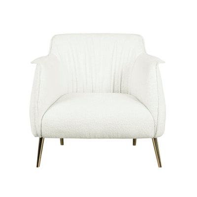 Élégante chaise d'appoint 1pc en blanc avec siège et pieds rembourrés avec cadre en contreplaqué de bois massif