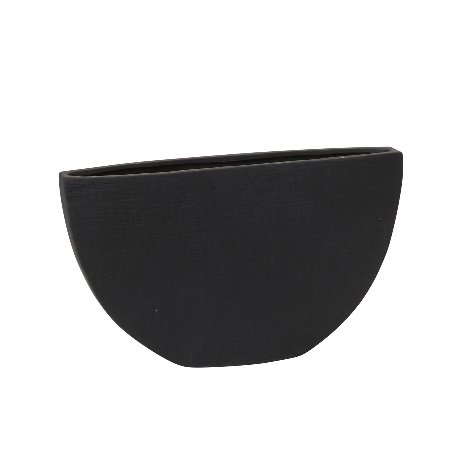 Handmade Ceramic Pot Planter, Black, 7.75" H x 13.5" W x 3.5" D
