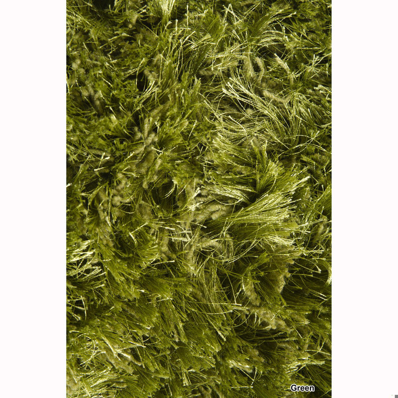 Croydon Authentic Hand-Woven Handmade High Pile Modern Shag Wool & Polyester Area Rug, Rectangle 7'9" x 10'6", Light Green
