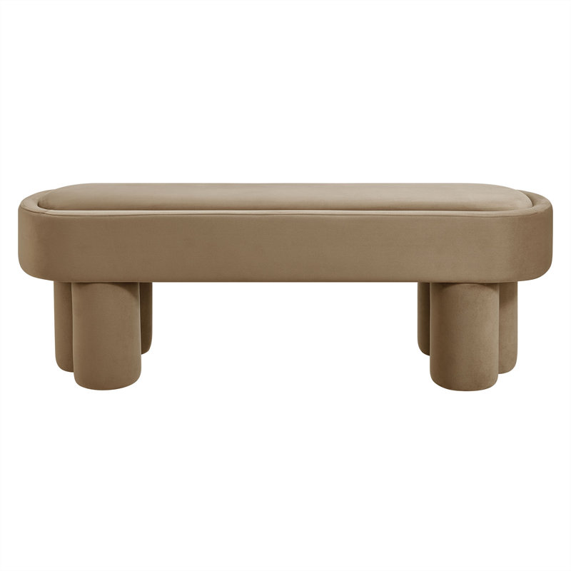 Banc décoratif en velours performance taupe Mossi, Taupe