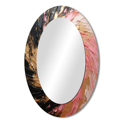 Minimalism Vortex Pink Poteries - Gold Oval Wall Mirror Decor