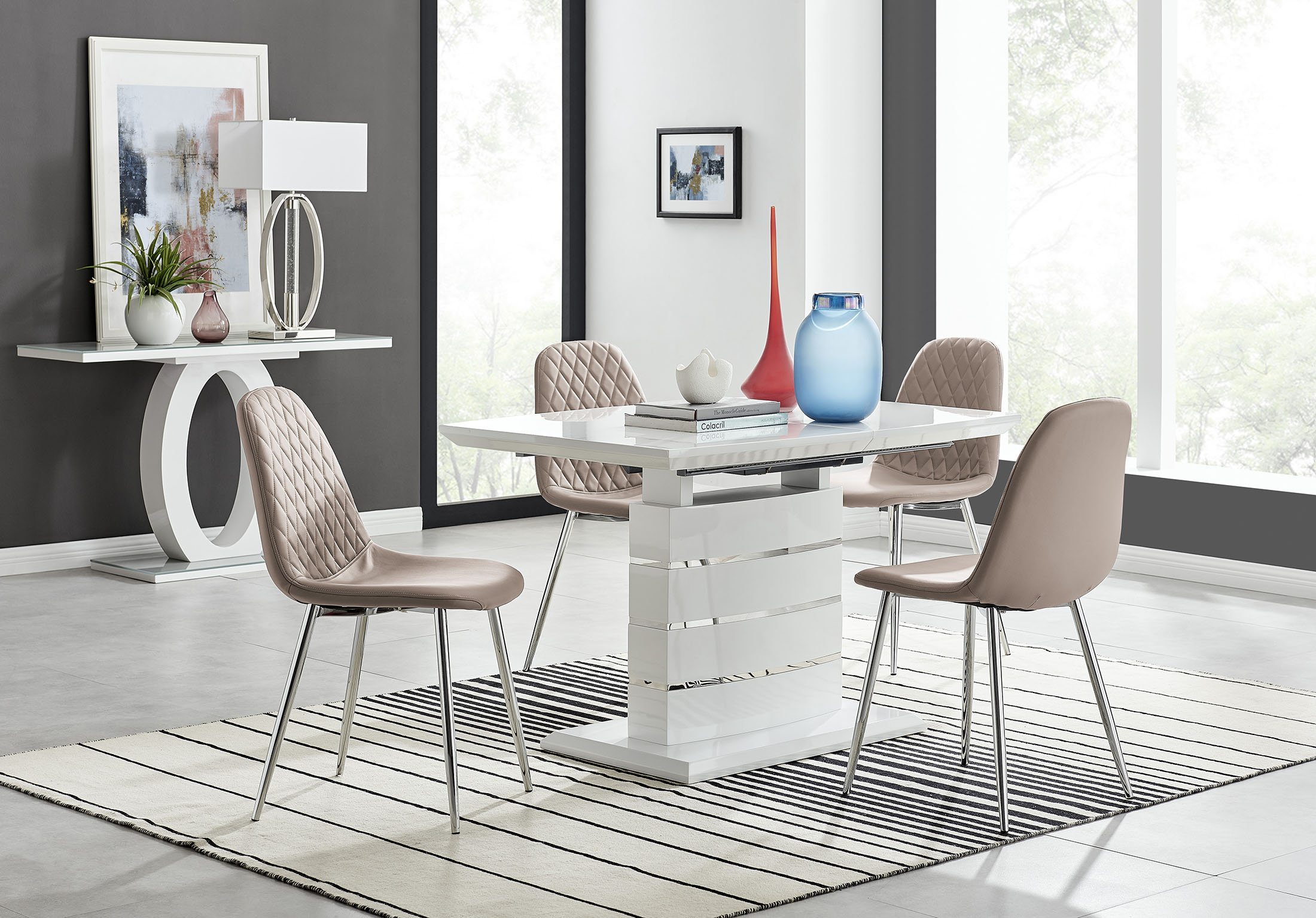 Grey Chairs White Gloss Dining Table And Chairs Panana Elegant