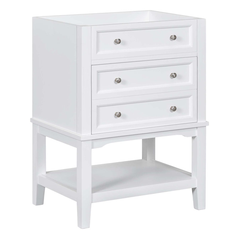 (Base Only) 24" Bathroom Vanity Without Sink, Cabinet With Drawer And Open Shelf