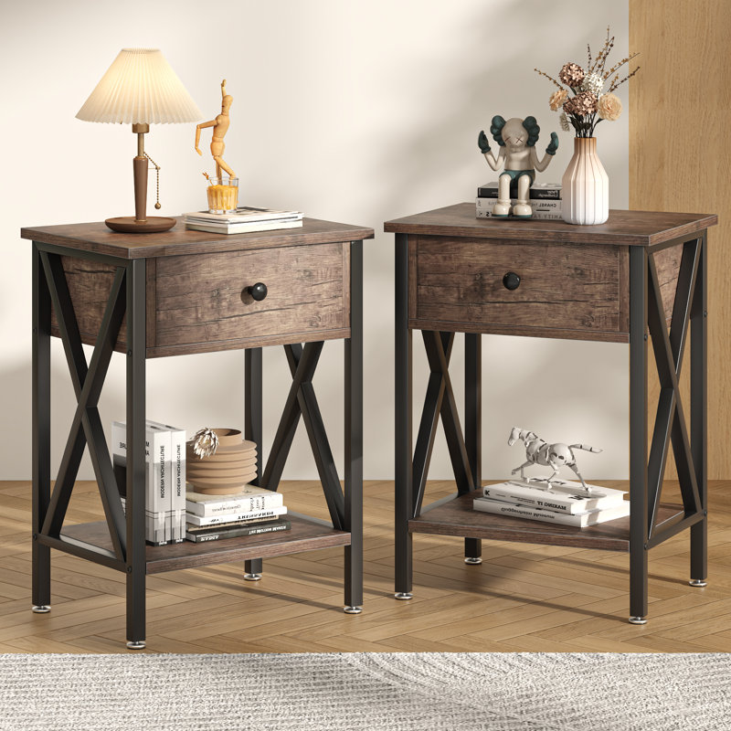 Demmer End Table with Storage, Gray