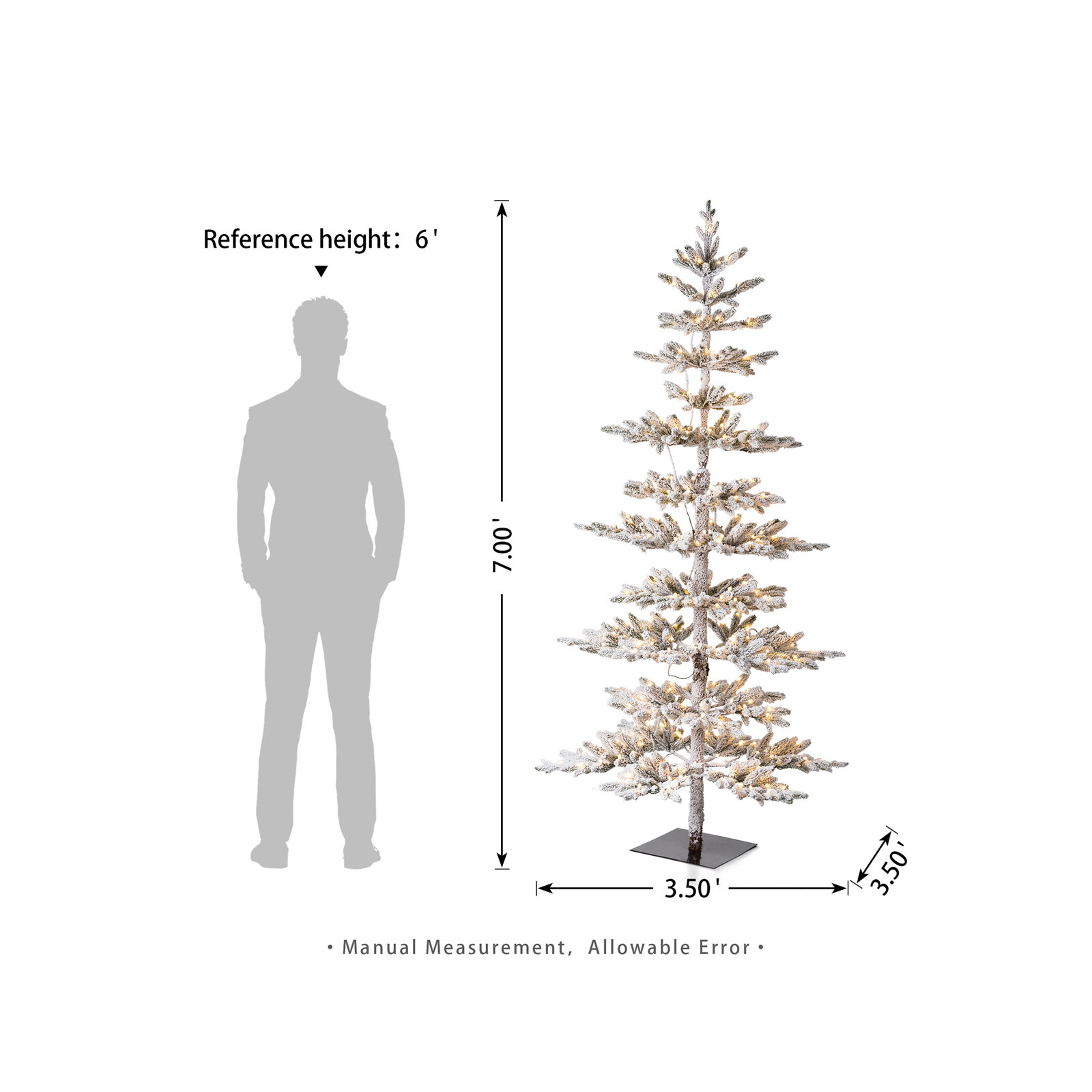 Johvan Frosted Pre-Lit Pine Christmas Tree, 7'