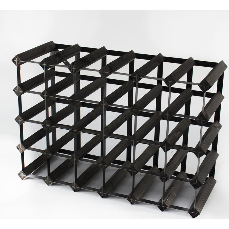 Felica 30 Bottle Floor Wine Bottle Rack, Black Stained / Black Steel
