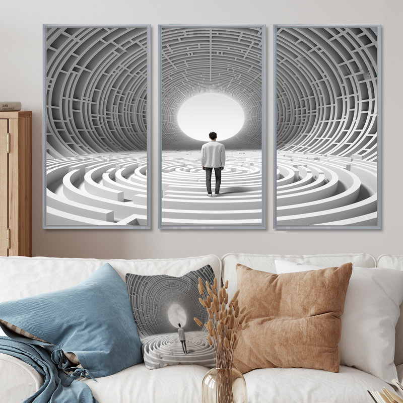 Pure infinite blancheur - ensemble d'art mural architecture de la ville, Encadrement argenté, H 40 po x l 60 po x P 1 po