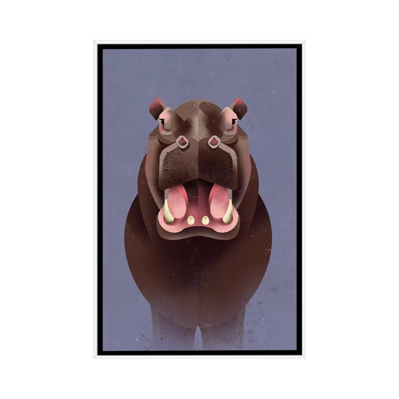 Hippo by Dieter Braun - Print on Canvas, White Framed, 101.6 cm H x 66.04 cm W