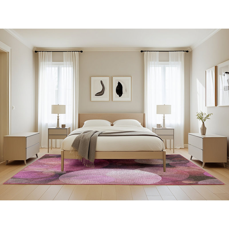 Motif géométrique rose Tapis décoratif, Rectangle 5 pi x 8 pi