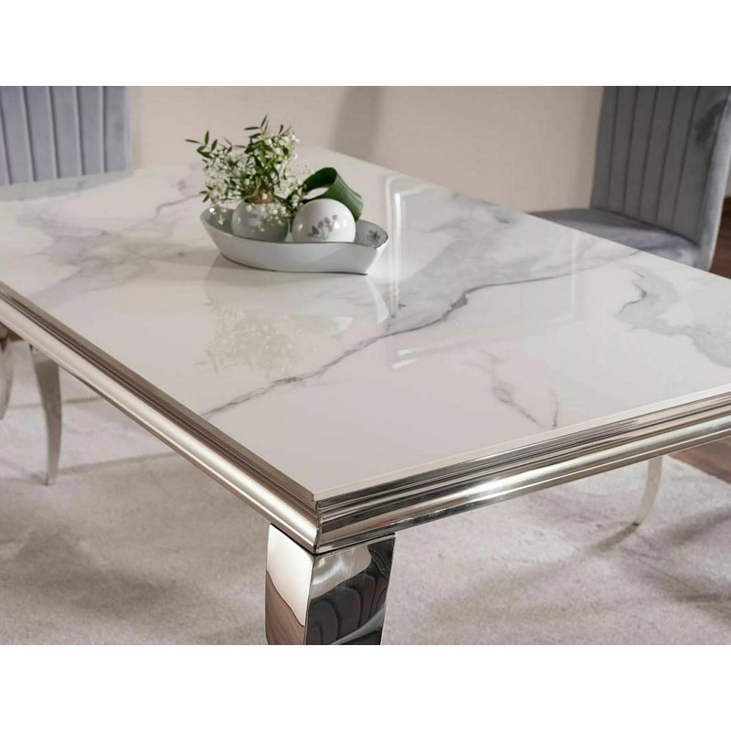 Ethan Dining Table, Silver, 75cmH x 180cmL x 90cmW