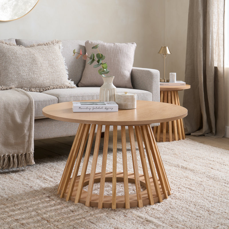 Middleton Round Slatted Coffee Table Oak effect