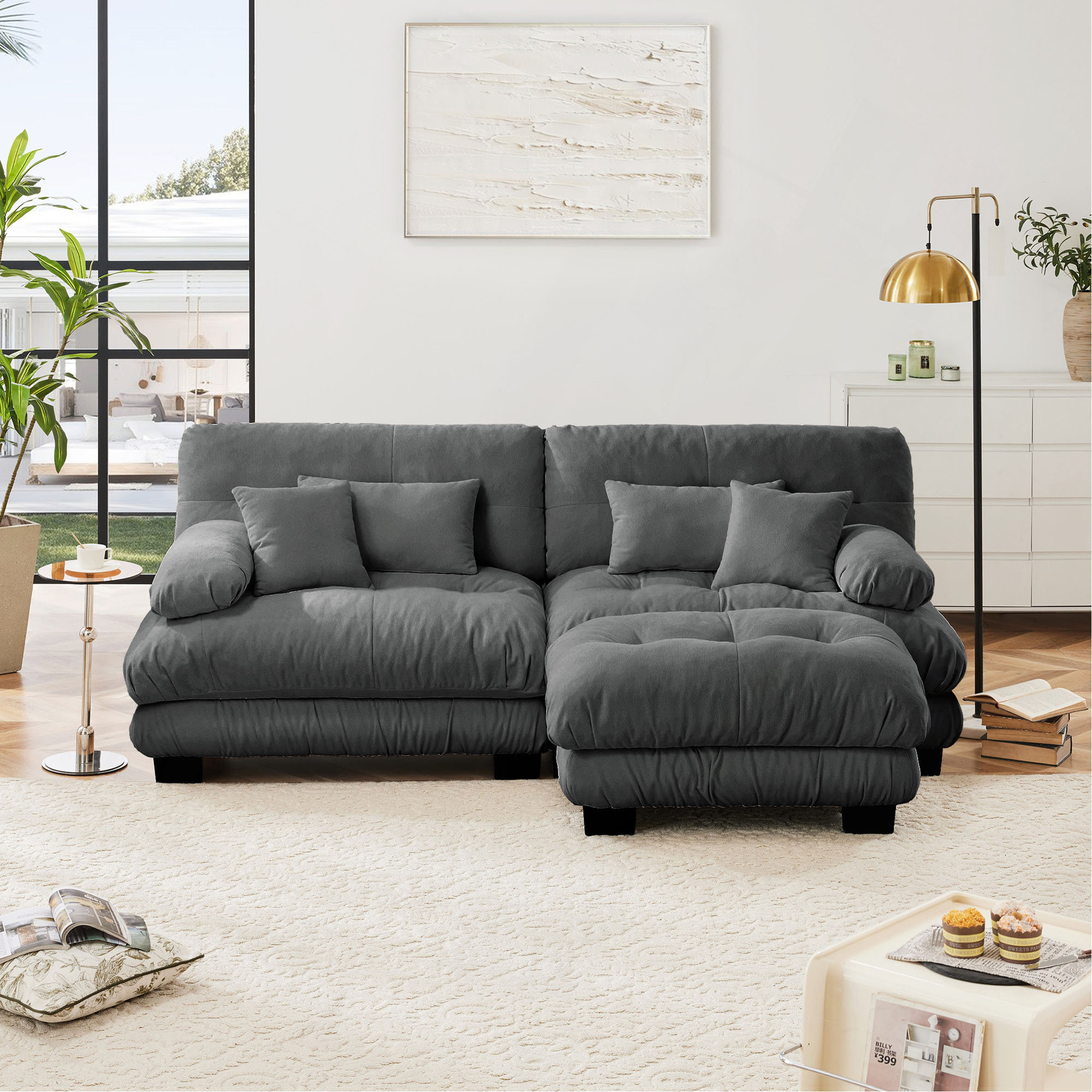 Latitude Run® Cloud Couch Sectional Sofa For Living Room, Chenille 2 ...