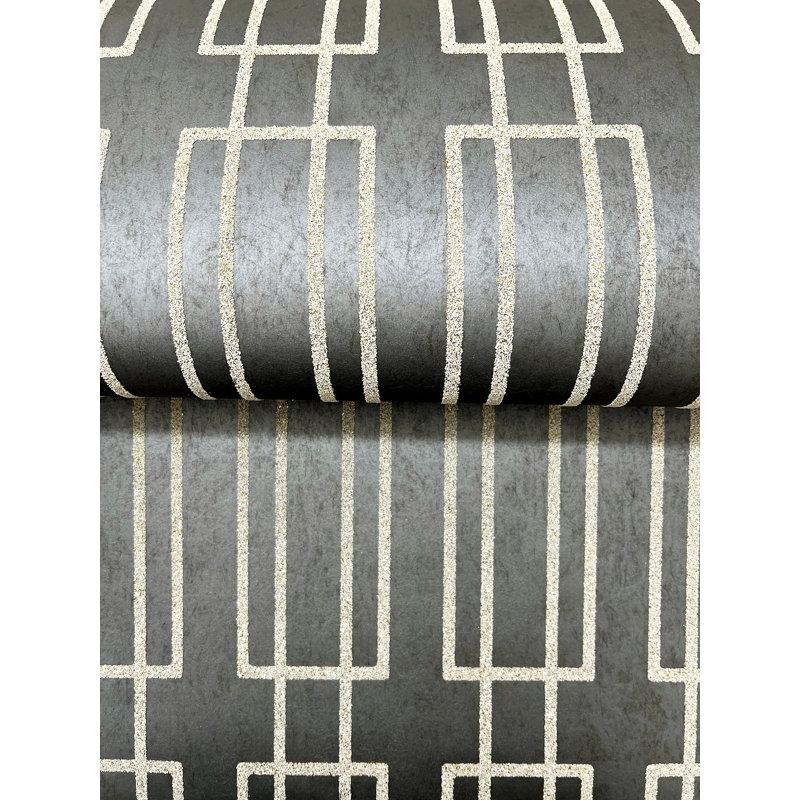 Candice Olson Geometric Shimmer Wallpaper Double Roll, Charcoal