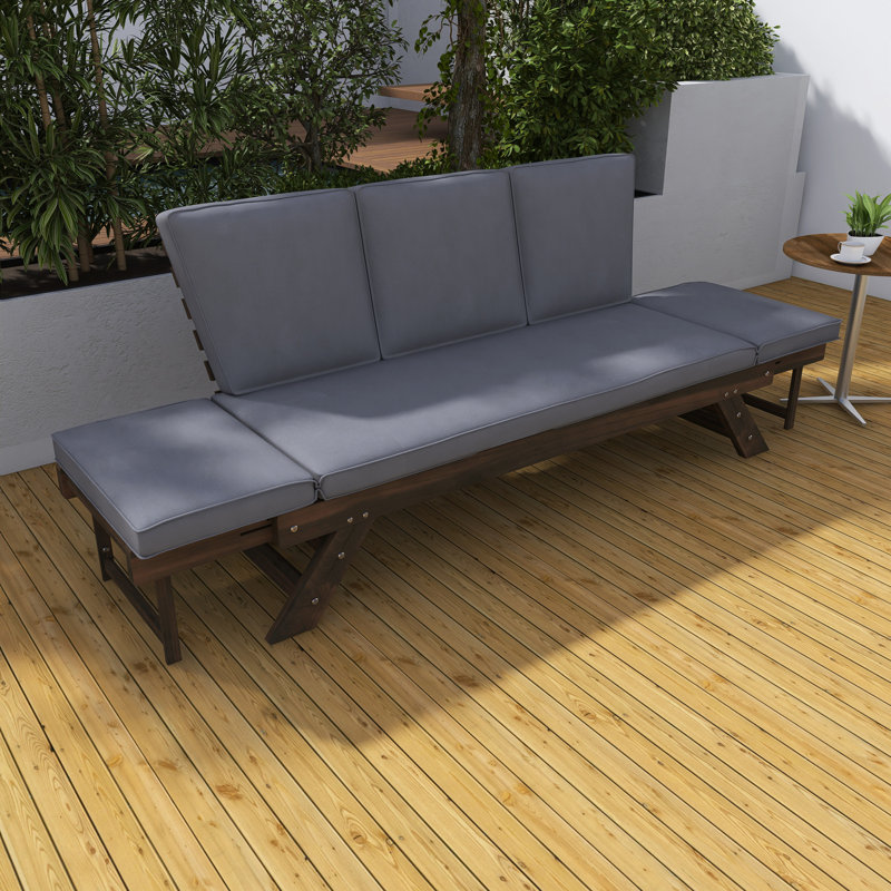 Adjustable Patio Daybed With Cushions, Gray