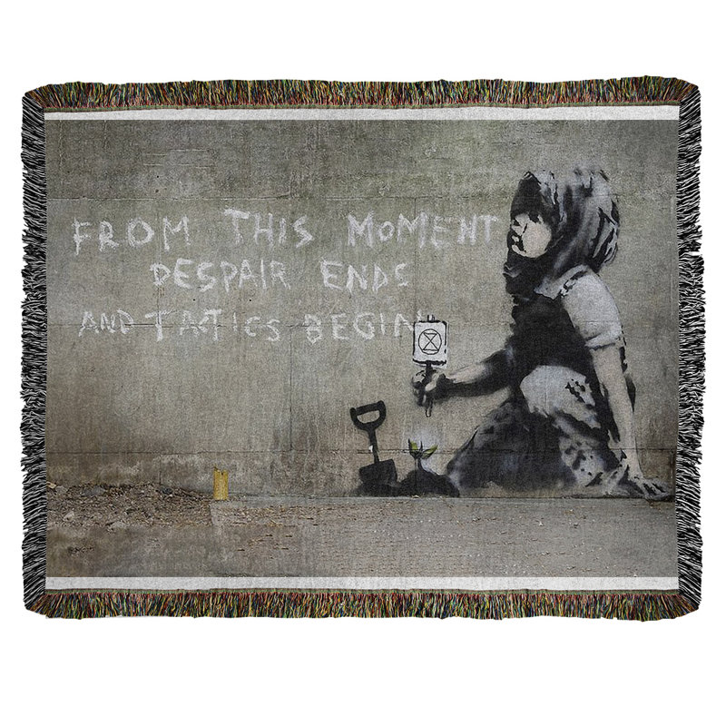 Banksy Graffiti Hand Woven Throw Blanket, 60" W x 80" L