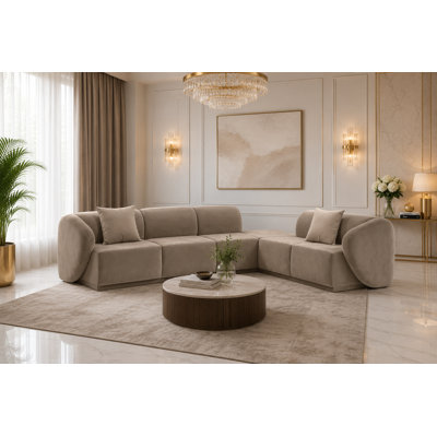 6 Seater Velvet Sofa & Chaise