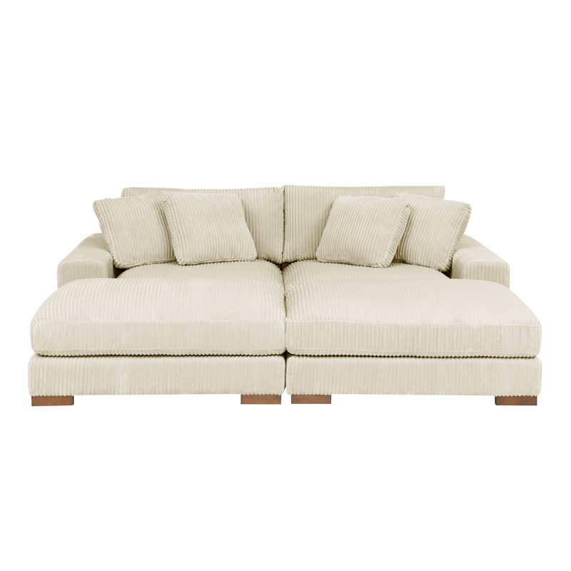 Braedon Modular Corduroy Sectional, Beige Corduroy