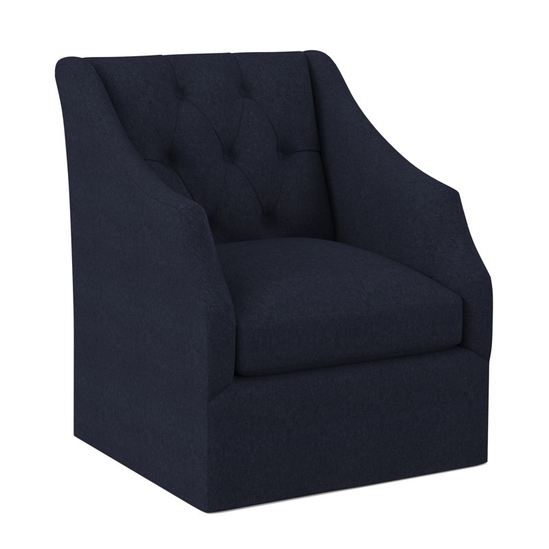 Chaise pivotante à dossier capitonné Claudette, Mélange de polyester ébène Margaret