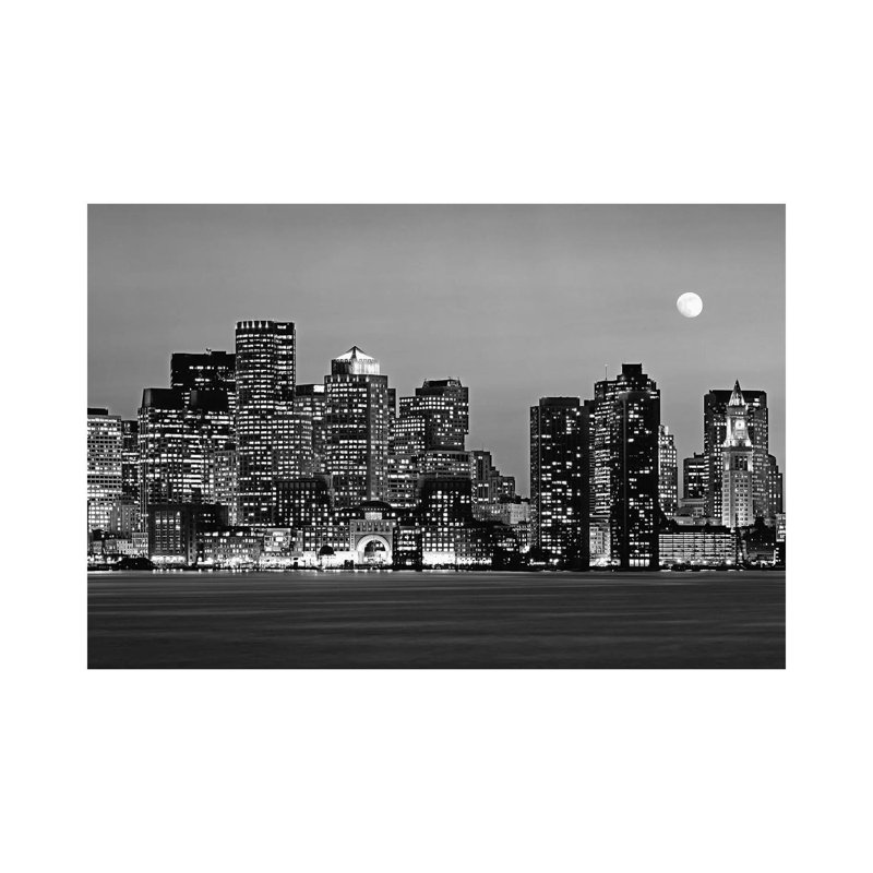Massachusetts, Boston At Night - Wrapped Canvas Print, 20.32 cm H x 30.48 cm W x 1.91