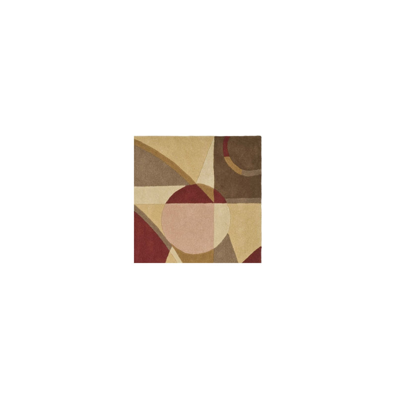 Bertien Hand Tufted Wool Abstract Rug, Square 6'
