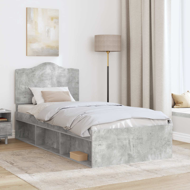 Solid Wood Bed, Concerte Grey, Small Single (2'6)