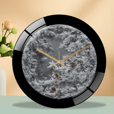 Horloge murale en verre Frosted-Face-Winter-Forest